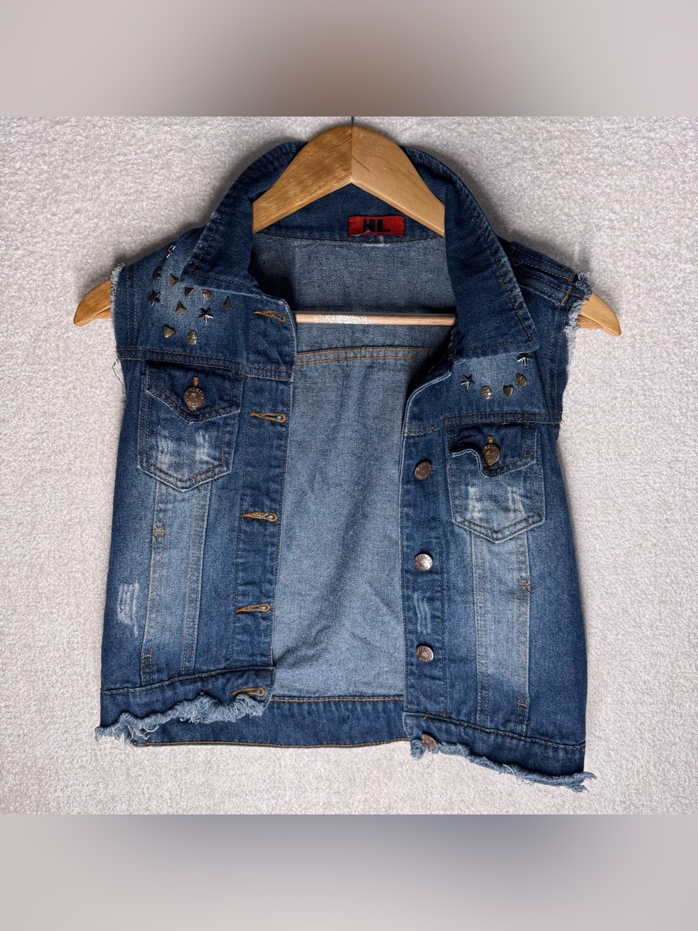 Riflessi Women’s Blue Denim Vest with Stud Accents